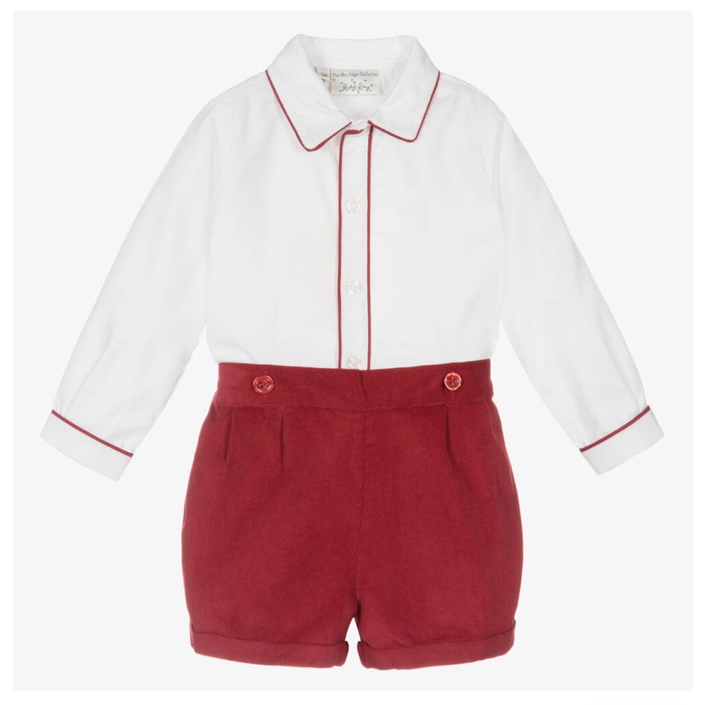 Rachel Riley Burgundy Red and White button on suit 3t like new